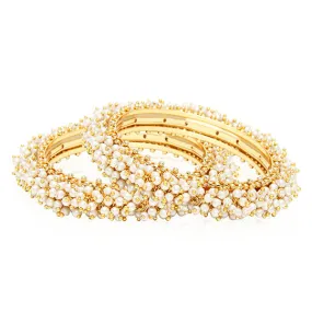 Lila Pearl Bangle Set in Gold