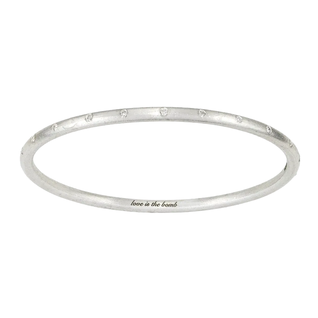 LOVE IS THE BOMB 22 WHITE DIAMOND BANGLE