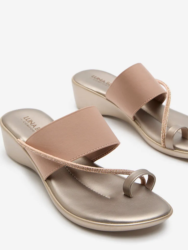 LUNA BLU Rose Gold Diamante Embellished Sandals