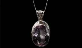 Luxury Sterling Silver Faceted Adjustable Amethyst Pendant Necklace