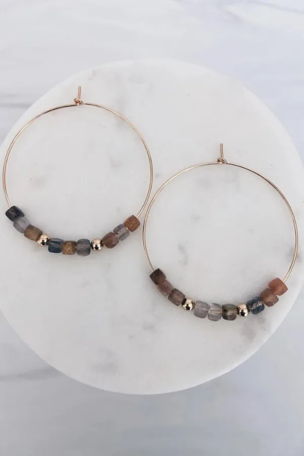 MAC & RY JEWELRY - SQUARE GEMSTONE HOOPS