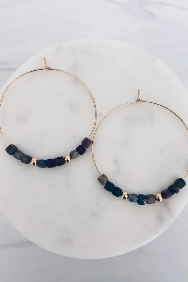 MAC & RY JEWELRY - SQUARE GEMSTONE HOOPS