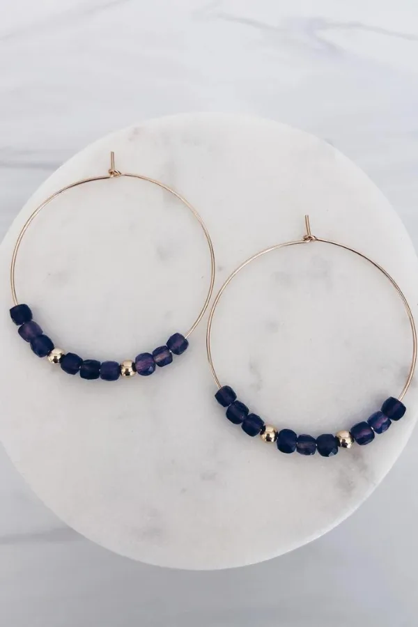 MAC & RY JEWELRY - SQUARE GEMSTONE HOOPS