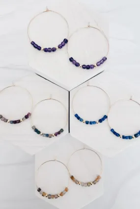 MAC & RY JEWELRY - SQUARE GEMSTONE HOOPS