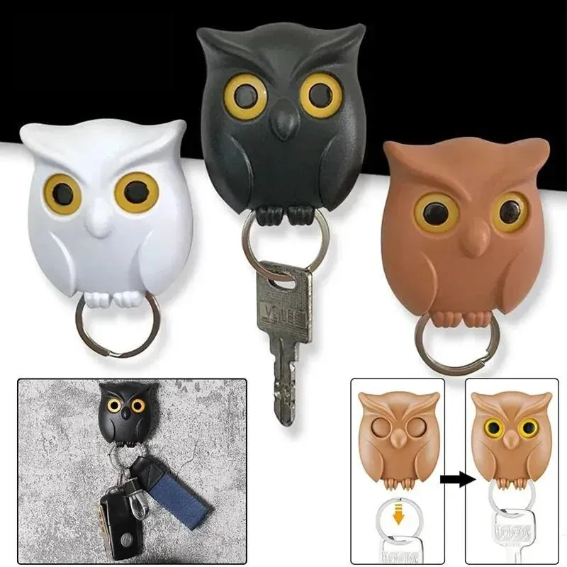 Magnetic Night Owl Key Holder – Charming Keychain Keeper with Eye-Catching Automatic Open-Close Feature for Home & Office