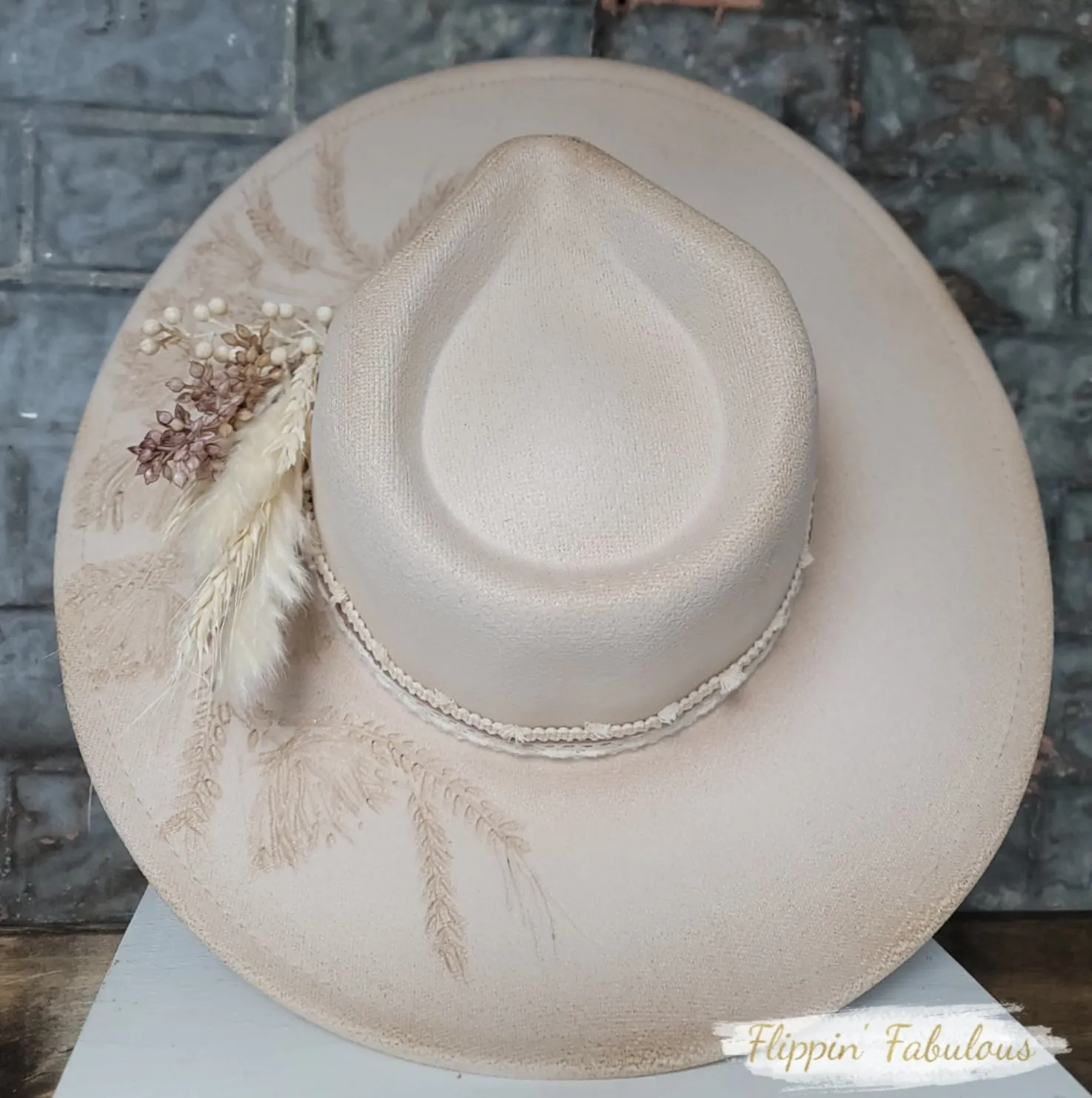 Meadow Hand Burned Wide Brim Hat- Multiple Colors Available