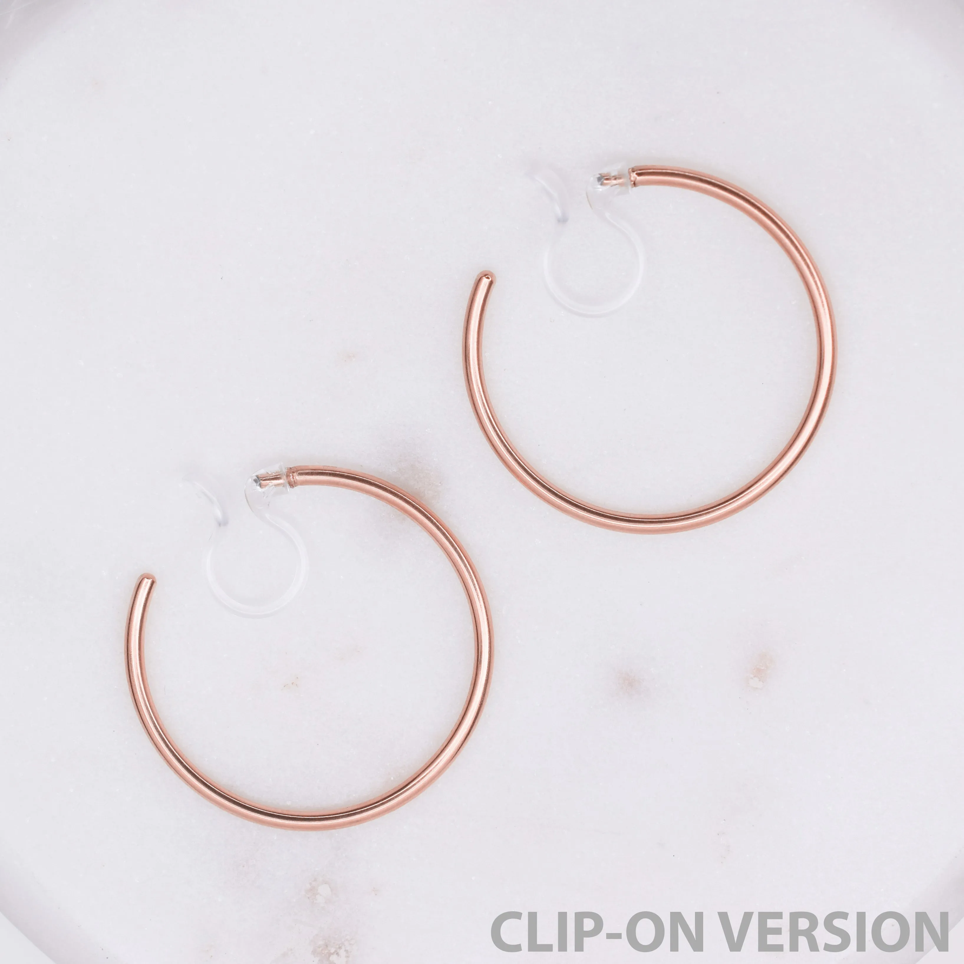 MEDIUM HOOP CLIP-ON EARRINGS IN ROSE GOLD