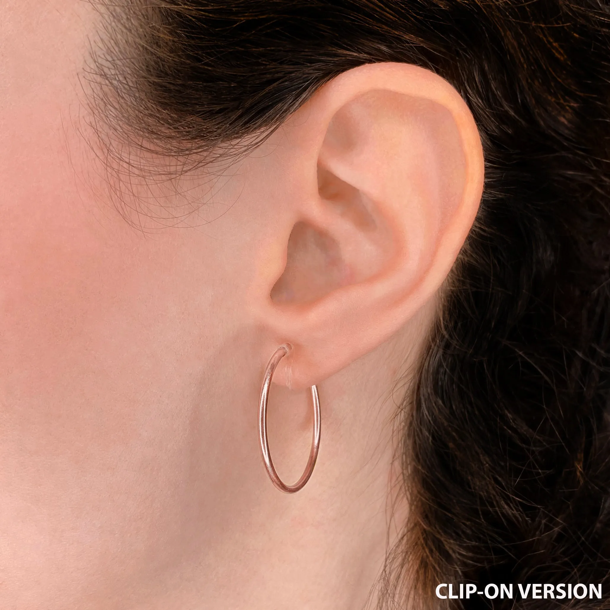 MEDIUM HOOP CLIP-ON EARRINGS IN ROSE GOLD