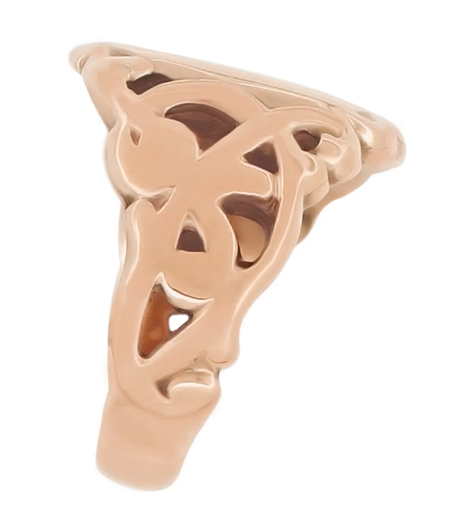 Men's Filigree Art Nouveau Oval Signet Ring in 14 Karat Rose ( Pink ) Gold