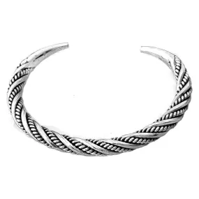 Men's Handmade 925 Sterling Silver Twist Bangle Bracelet | Durable and Stylish Solid Silver Cuff