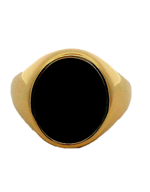 Men's Ring -  10ct Yellow Gold Black Onyx Ring- 788128