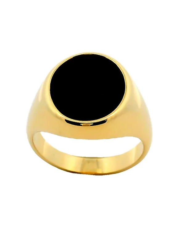 Men's Ring -  10ct Yellow Gold Black Onyx Ring- 788128