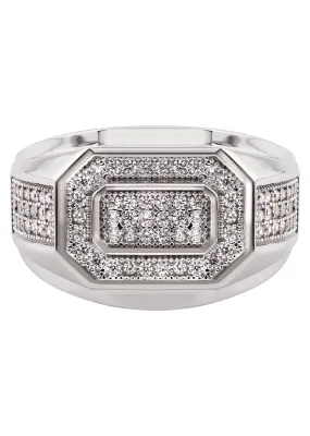 Mens Silver CZ Signet Ring | Appx 6.4 Grams