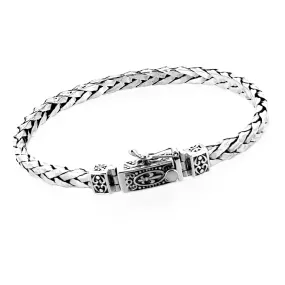 Men's Solid 925 Sterling Silver Foxtail Chain Bracelet | Braided Silver Bracelet