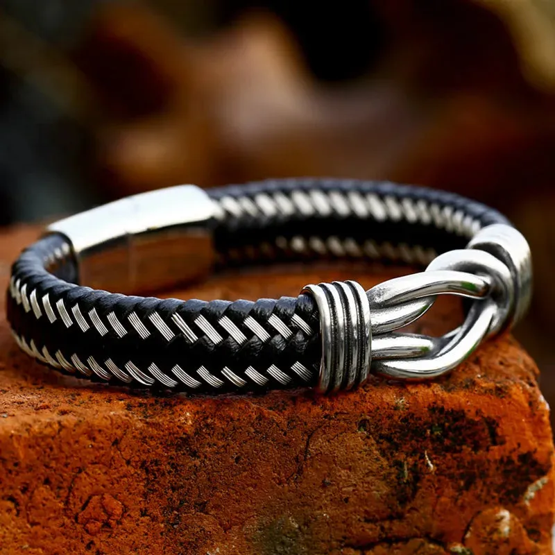 Men's Twisted Leather Bangle Twisted