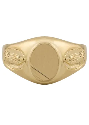 Mens Virgin Mary Signet Ring - 10K Gold | 4 Grams