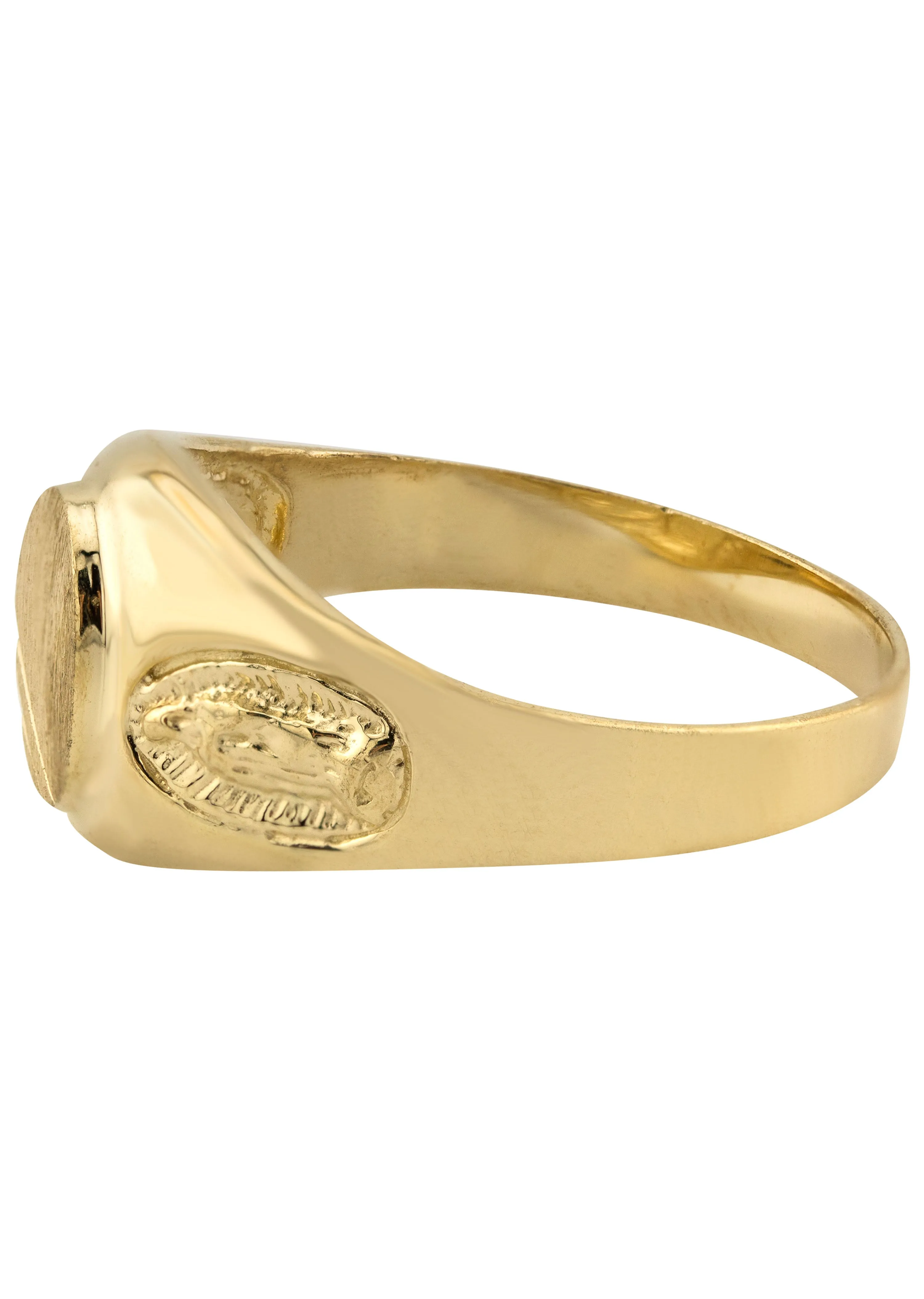 Mens Virgin Mary Signet Ring - 10K Gold | 4 Grams