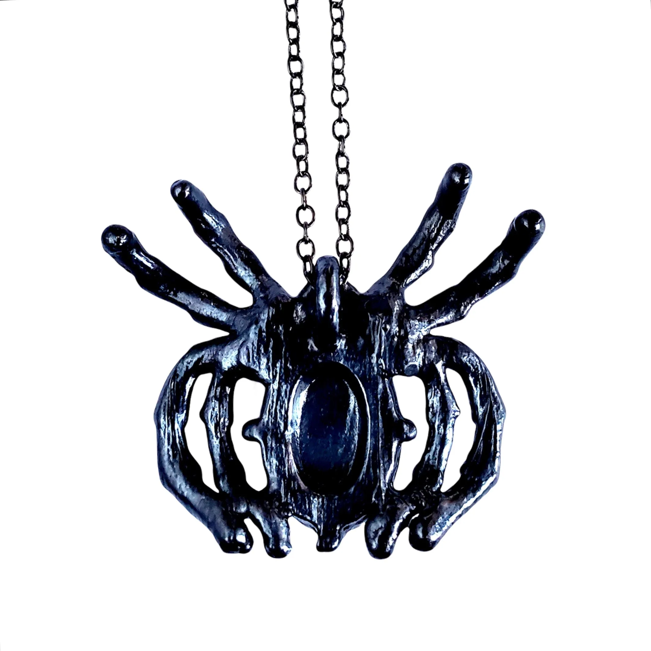 MergingMetals Necklace: Gunmetal Amethyst Spider