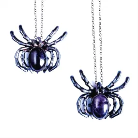 MergingMetals Necklace: Gunmetal Amethyst Spider