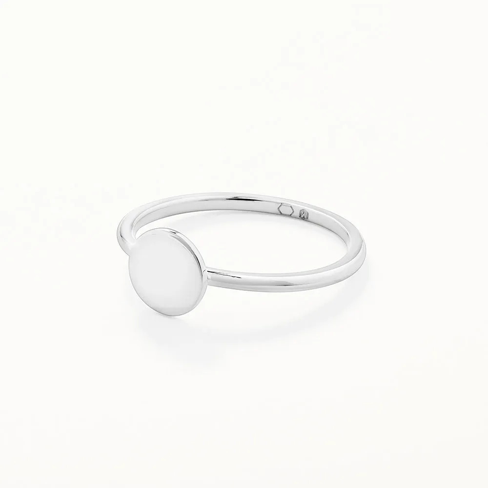 Mini Engravable Disc Ring in Silver