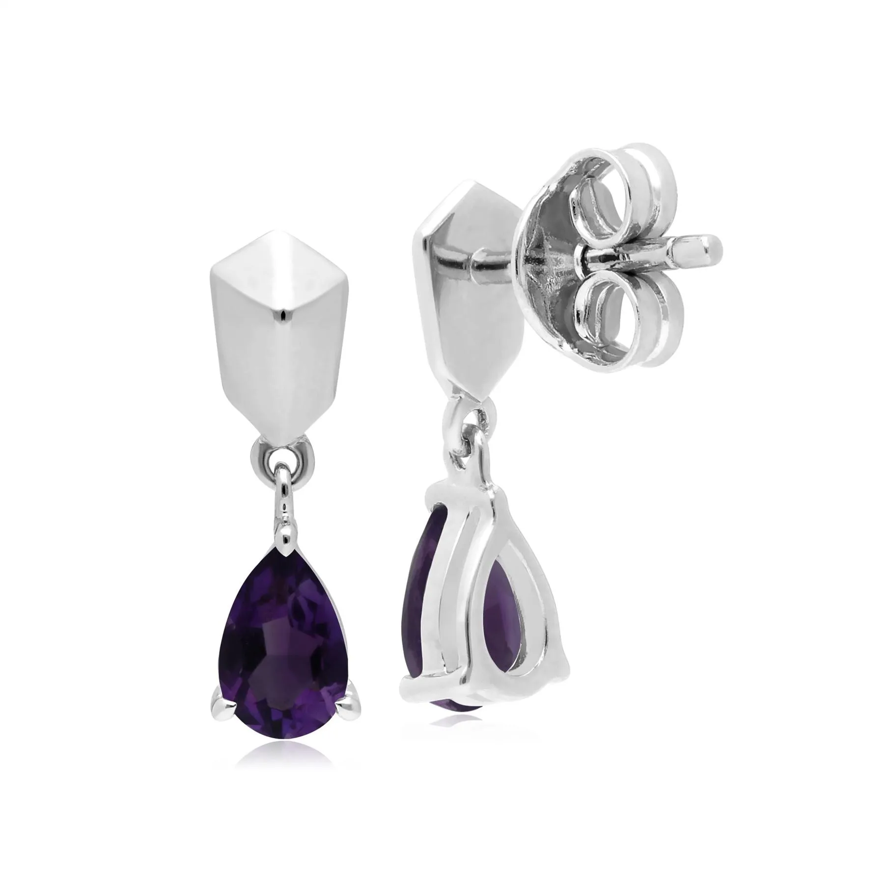 Mini Statement Amethyst Ohrringe in Vergoldetem 925 Sterling Silber