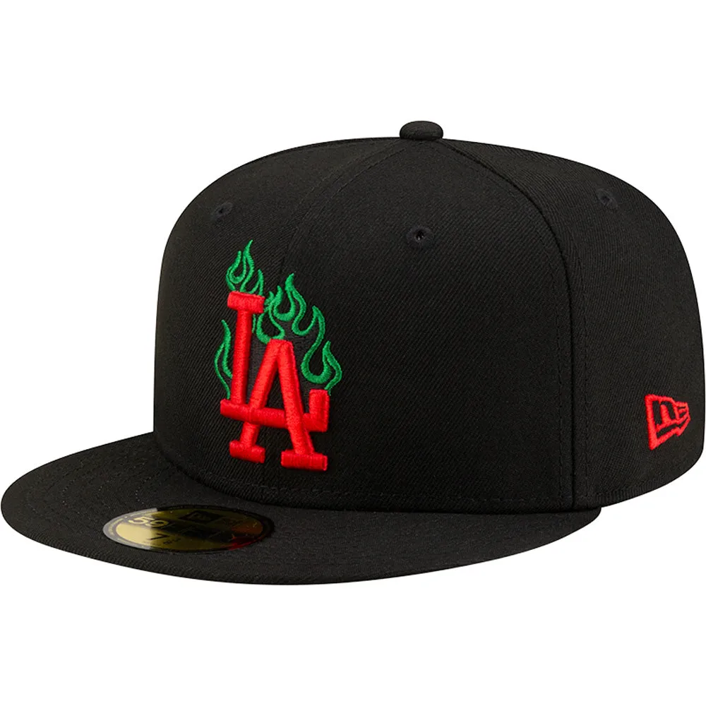 MLB Los Angeles Dodgers New Era Team Fire Mexican Flag Refresh 59FIFTY Fitted Hat