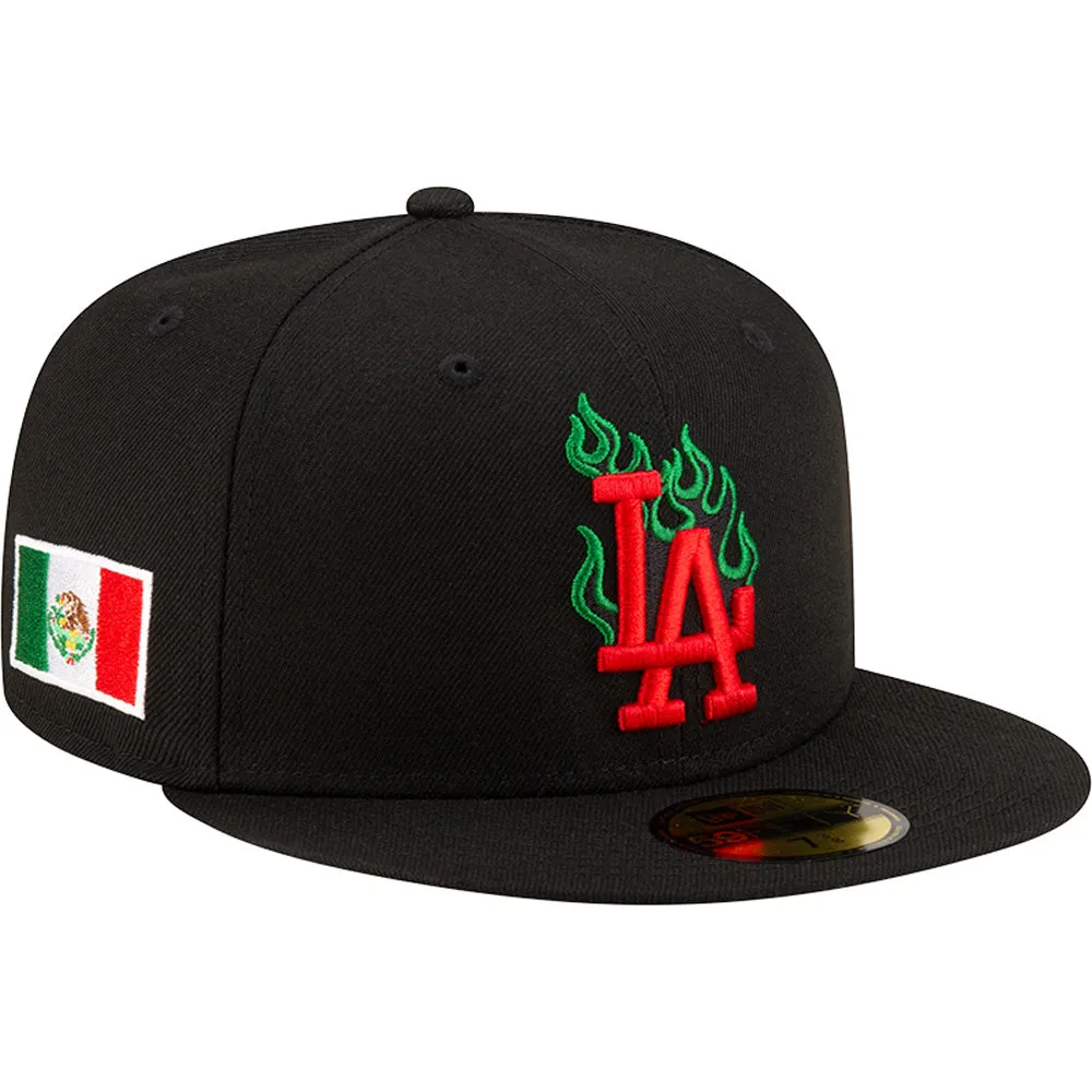 MLB Los Angeles Dodgers New Era Team Fire Mexican Flag Refresh 59FIFTY Fitted Hat