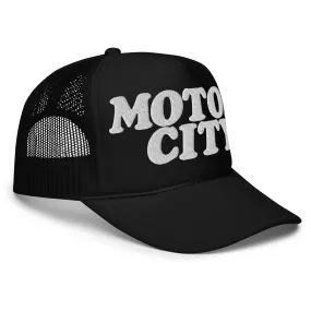 Motor City Foam Trucker Hat - Black - Embroidered with White