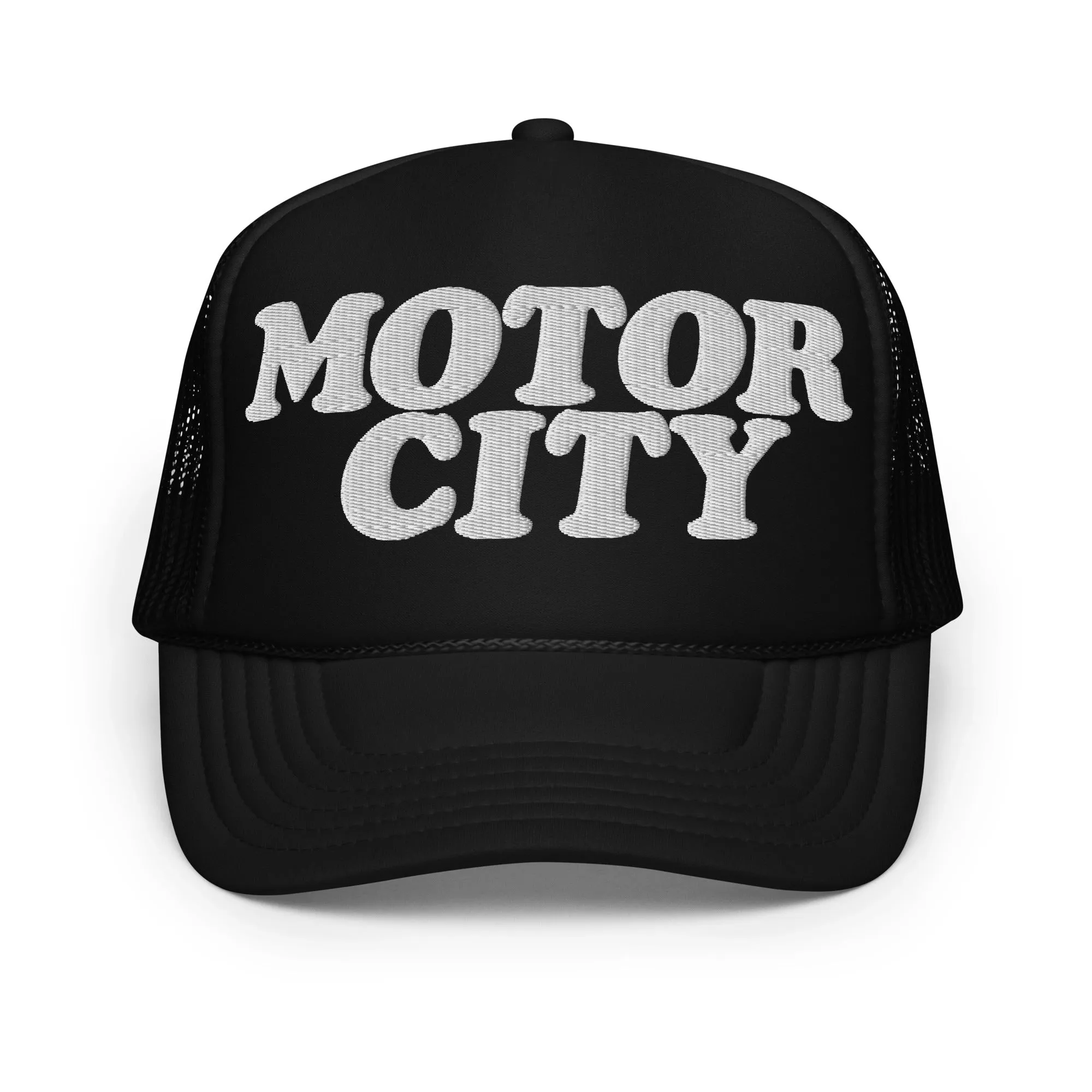 Motor City Foam Trucker Hat - Black - Embroidered with White