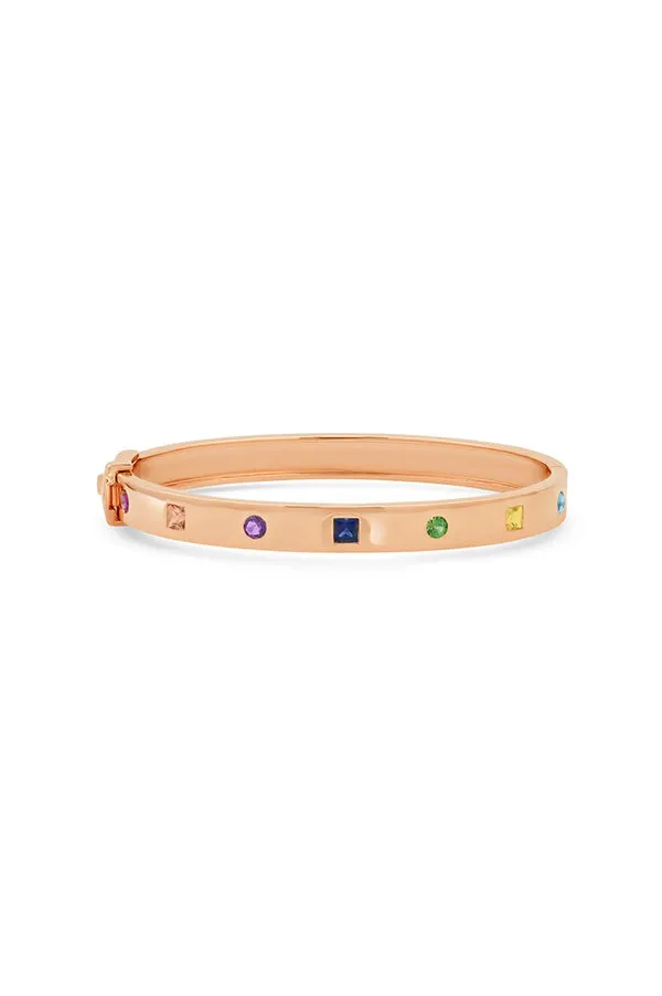 Multi Colored Princess Cut and Round Bangle