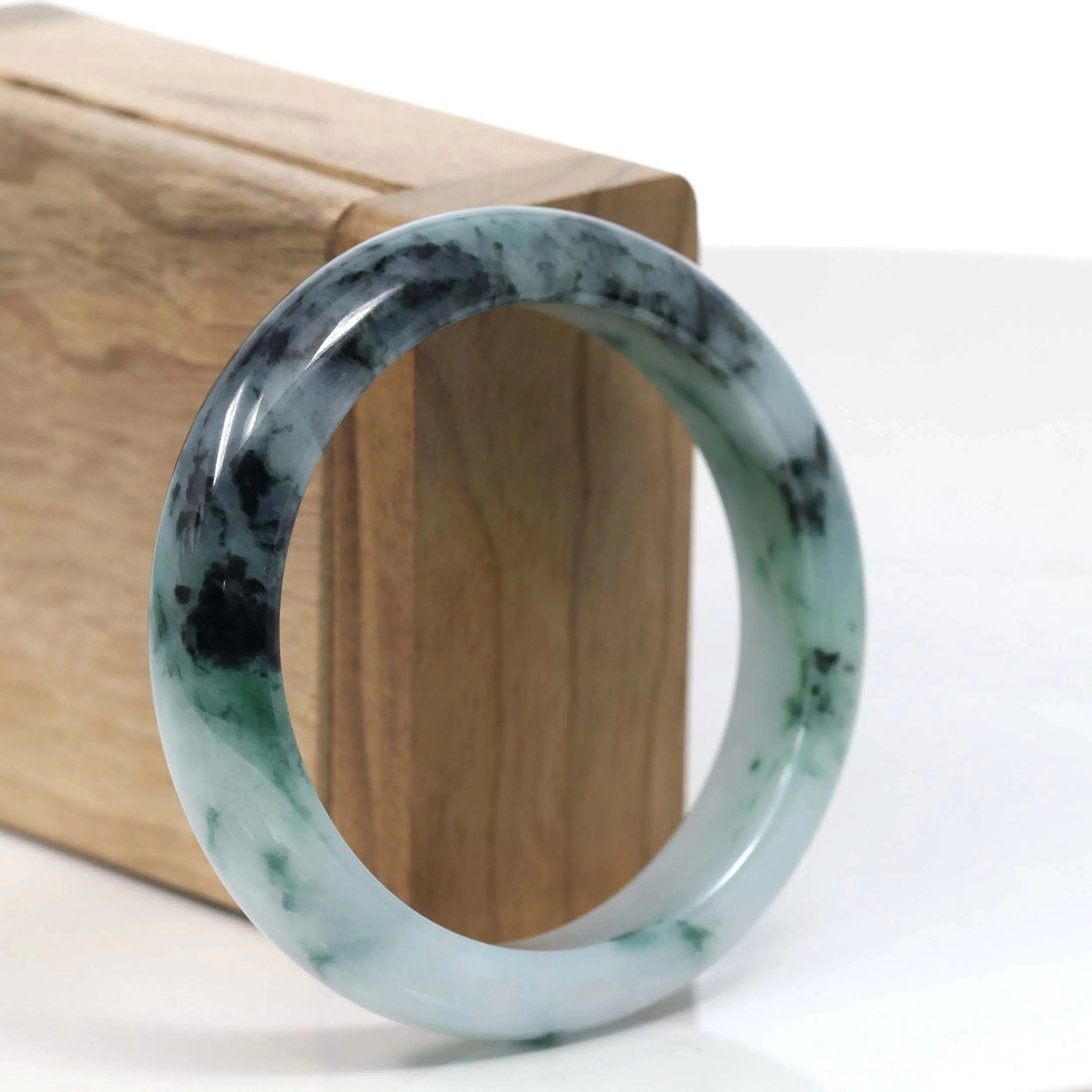 Natural Burmese Blue-green Jadeite Jade Bangle Bracelet (54.31mm)#T035