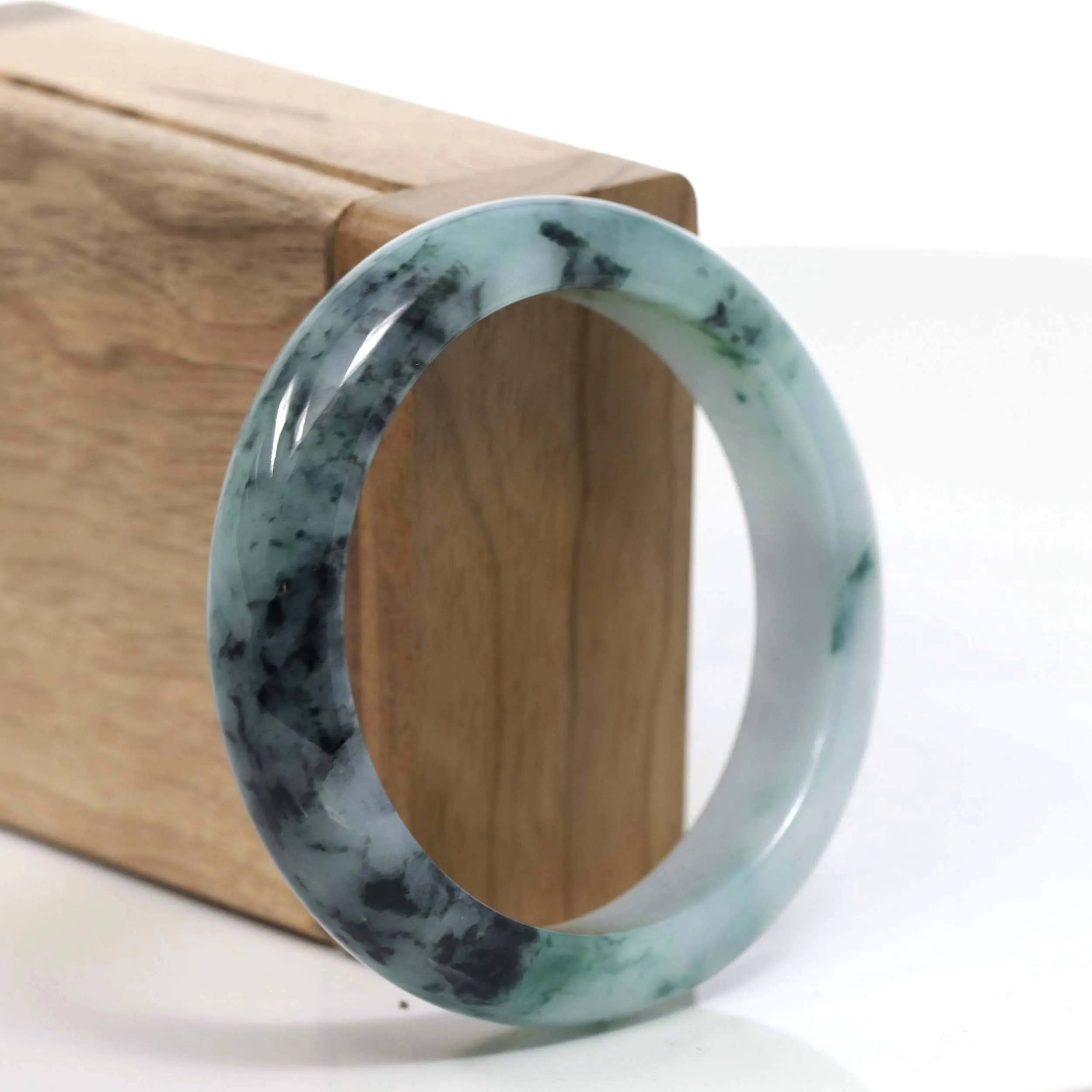 Natural Burmese Blue-green Jadeite Jade Bangle Bracelet (54.31mm)#T035