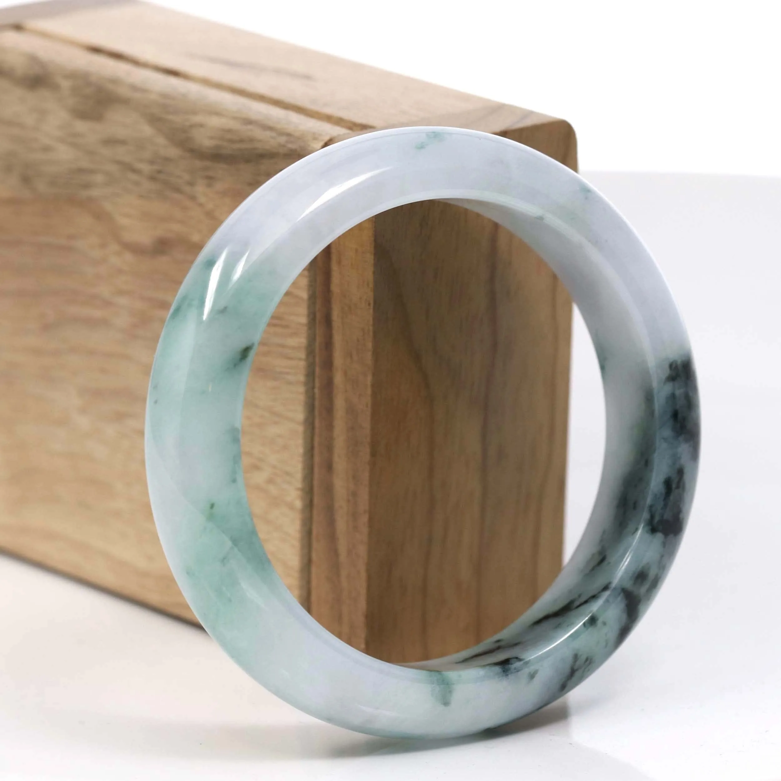 Natural Burmese Blue-green Jadeite Jade Bangle Bracelet (55.38mm)#T005