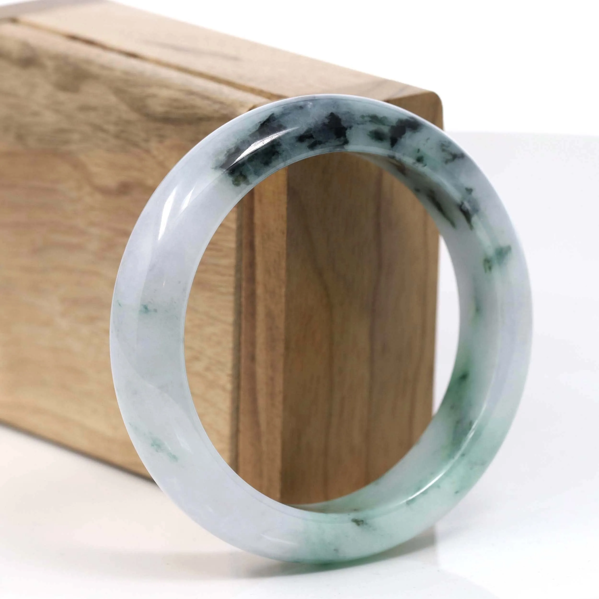 Natural Burmese Blue-green Jadeite Jade Bangle Bracelet (55.38mm)#T005