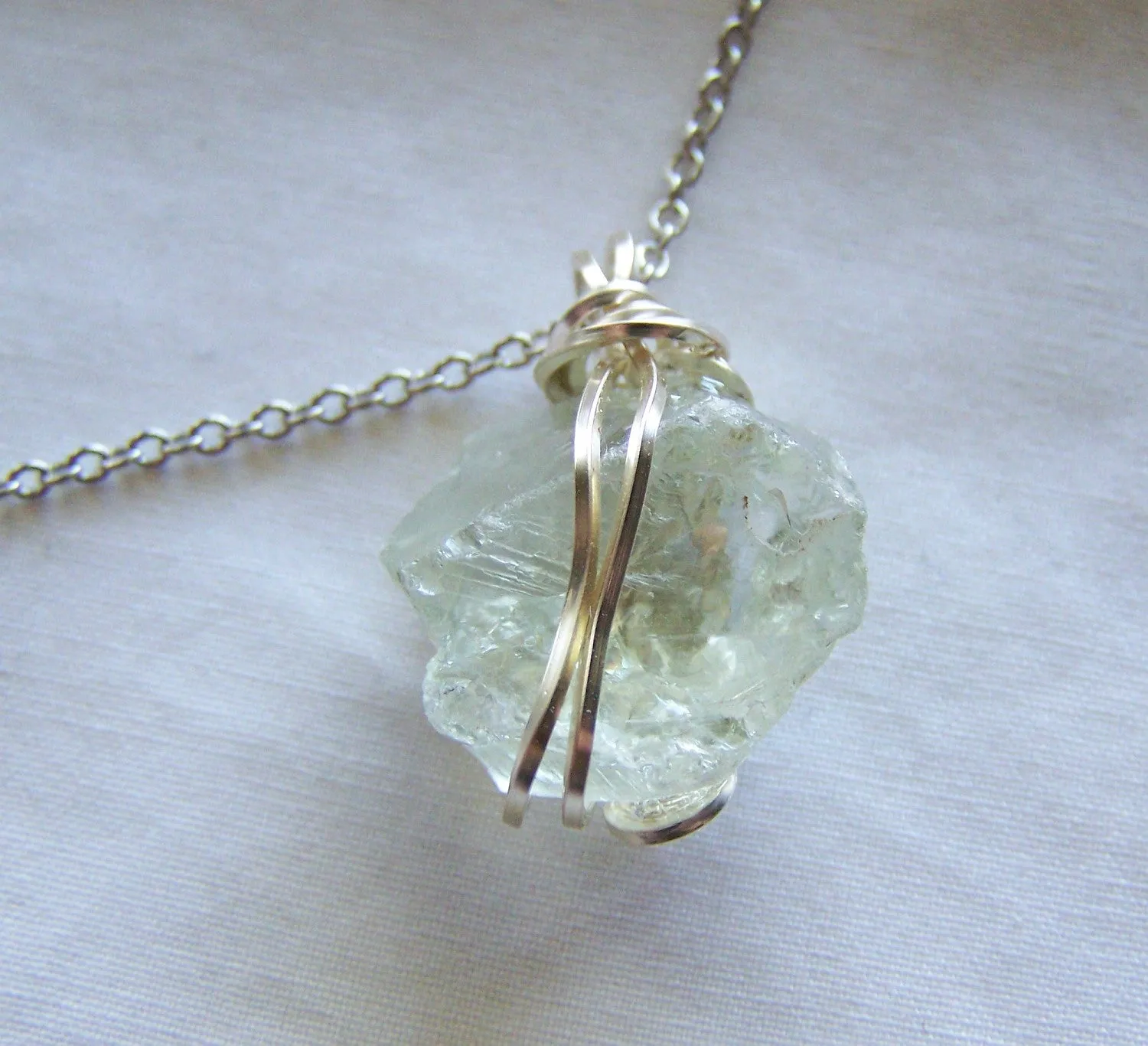 Natural Prasiolite Green Amethyst Gemstone Pendant Necklace