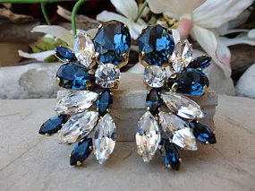 Navy blue wedding earrings