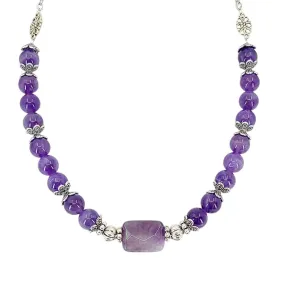 Necklace - Amethyst Bead Chain with Rectangle by Tiny Aloha