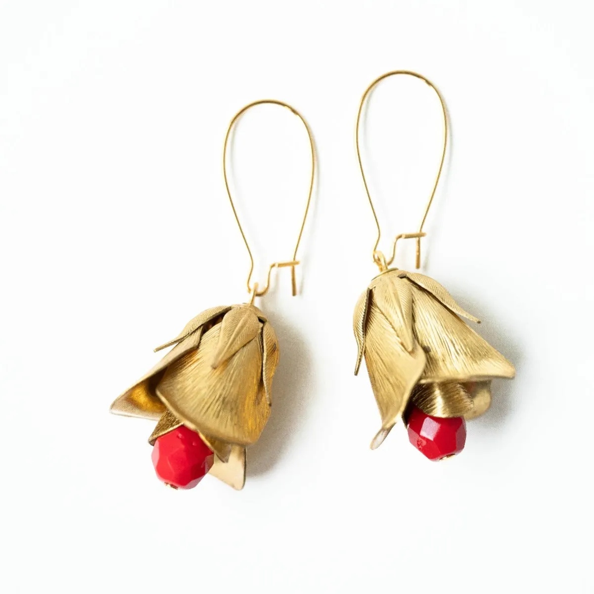 Nest Pretty Things | Red Flower Bud Hanging Earrings