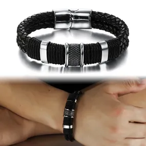 New fashion fine jewelry tide men leather titanium steel bracelets male Vintage bracelet personality gifts