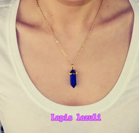 New Fashion jewelry natural quartz stone turquoise agate amethyst pendant necklace Valentine's Day Gifts for women girl