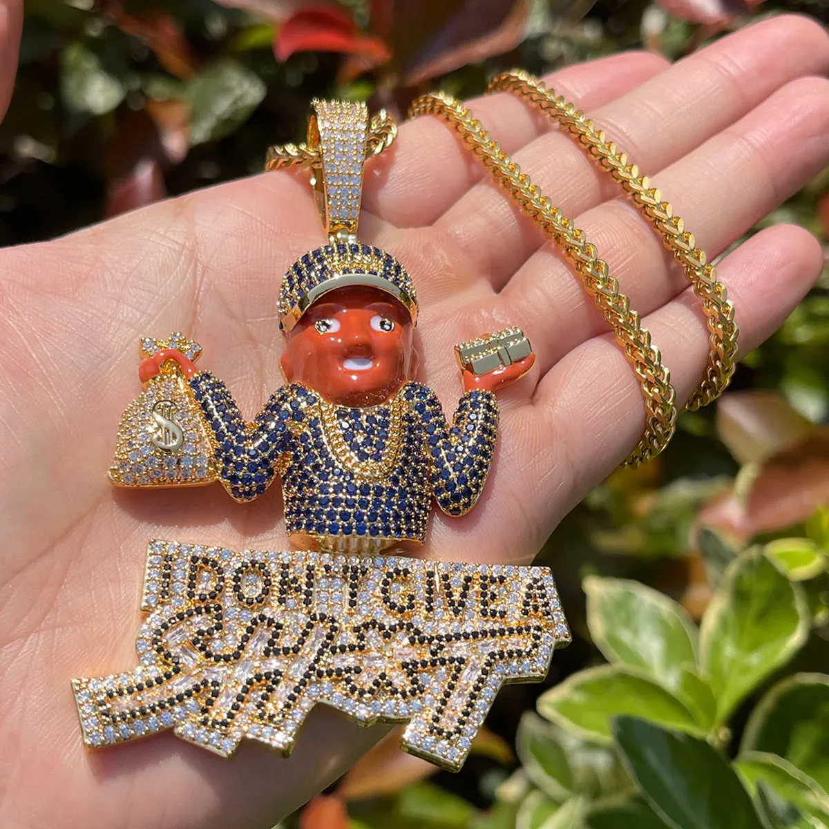 NEW | I Don't Give A Sh*t Iced Out Diamond Pendant Necklace