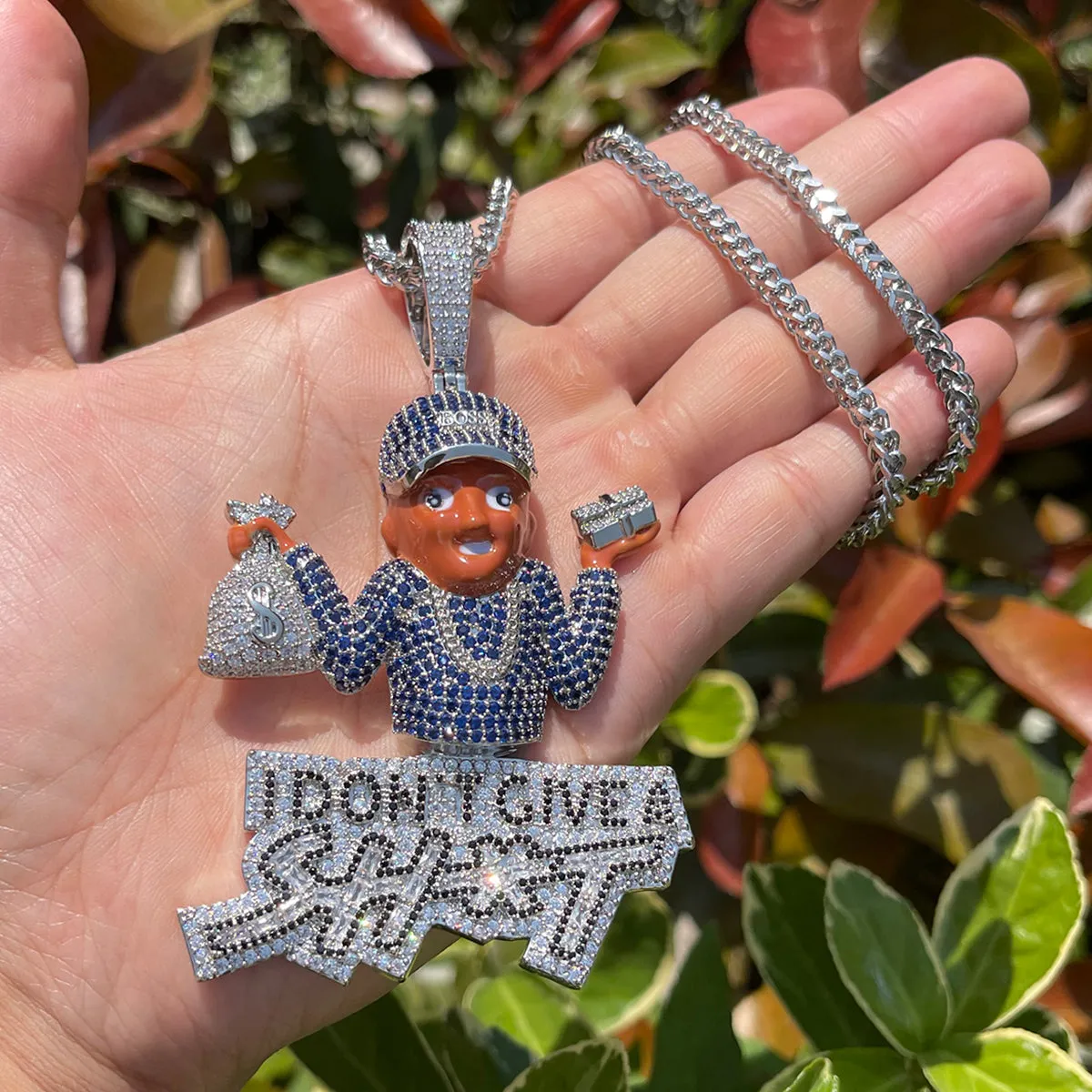 NEW | I Don't Give A Sh*t Iced Out Diamond Pendant Necklace