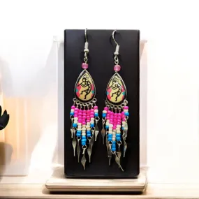 OldTribes™ Small Sized Southwestern Beige and Pink Teardrop Earrings