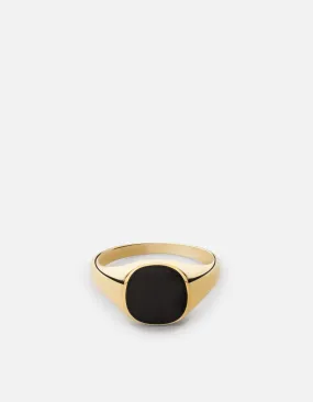 Olympus Signet Ring, Gold Vermeil/Black