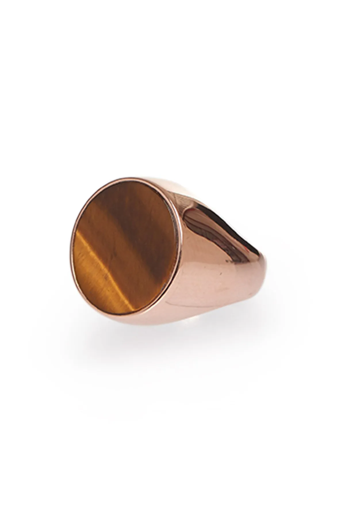 One Ounce Signet Ring in Rose Gold & Tiger's Eye