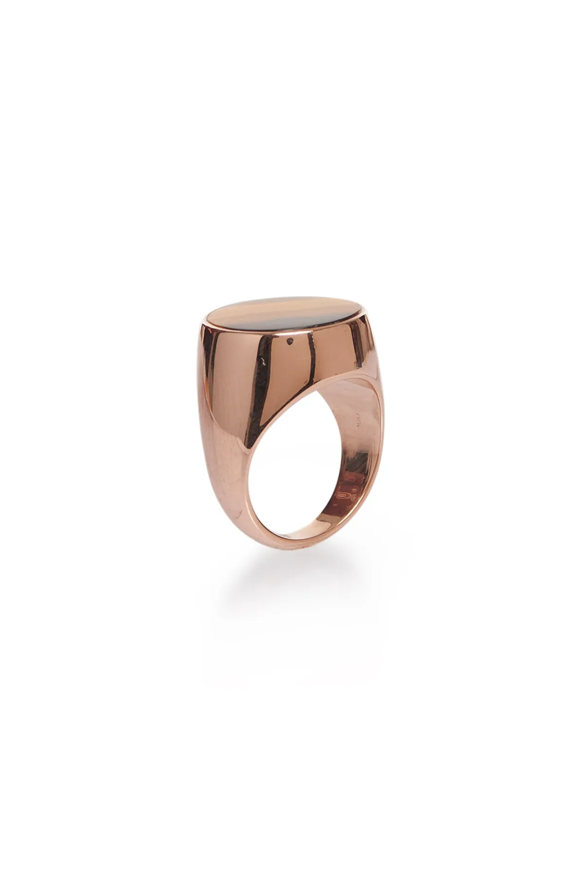 One Ounce Signet Ring in Rose Gold & Tiger's Eye