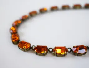 Orange Topaz Swarovski Crystal Necklace - Medium Oval