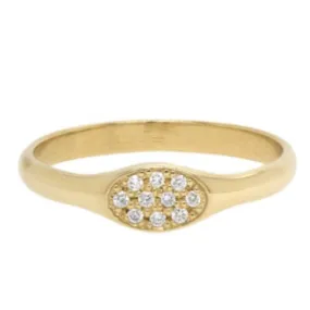 Oval Pave Signet Ring