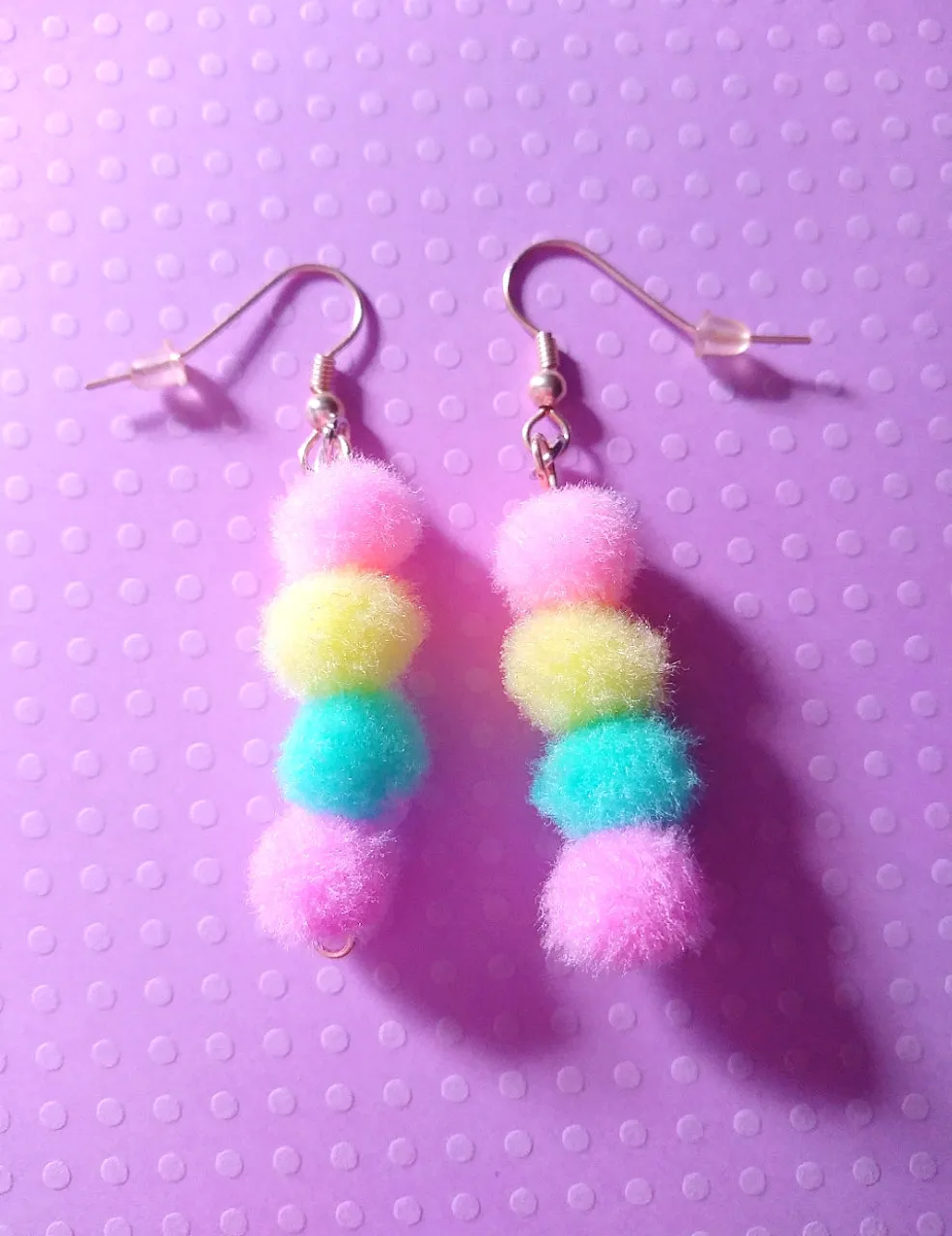 Pastel Kawaii Mini Pom Pom Earrings (925 Silver Hooks)