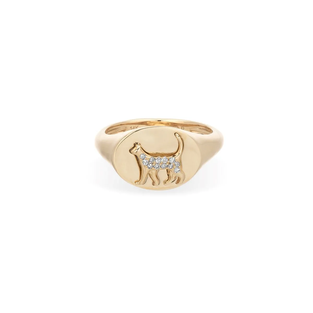 Pavé Diamond Cat Signet Ring